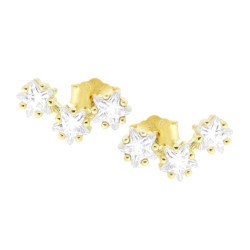 ORECCHINI EAR CUFF TRILOGY STELLE CON CUBIC ZIRCONIA BIANCHI IN ARGENTO 925 GALVANICA ORO