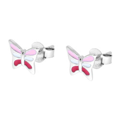 ORECCHINI FARFALLA CON SMALTO MULTICOLOR IN ARGENTO 925 GALVANICA RODIO