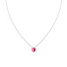 COLLANA CATENA VENEZIANA DIAMANTATA CON TONDO ROSSO RUBINO CONTORNATO DA CUBIC ZIRCONIA BIANCHI IN ARGENTO 925 GALVANICA RODIO