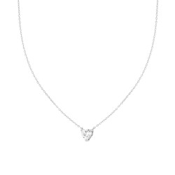 COLLANA CATENA FORZATINA DIAMANTATA CON PUNTO LUCE CUORE CUBIC ZIRCONIA BIANCO IN ARGENTO 925 GALVANICA RODIO