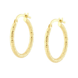 ORECCHINI A CERCHIO MM 20 CON CANNA DIAMANTATA MM 2 IN ARGENTO 925 GALVANICA ORO