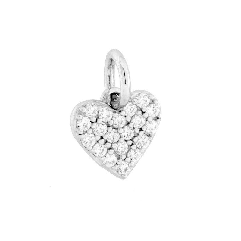 CIONDOLO MINI CUORE CON CUBIC ZIRCONIA BIANCHI IN ARGENTO 925 GALVANICA RODIO