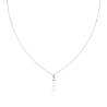 COLLANA CATENA FORZATINA DIAMANTATA CON PUNTO LUCE CUBIC ZIRCONIA BIANCO E TRILOGY DI PERLE IN ARGENTO 925 GALVANICA RODIO