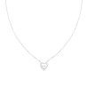 COLLANA CATENA FORZATINA DIAMANTATA CON CUORE PUNTO LUCE CUBIC ZIRCONIA BIANCHI IN ARGENTO 925 GALVANICA RODIO