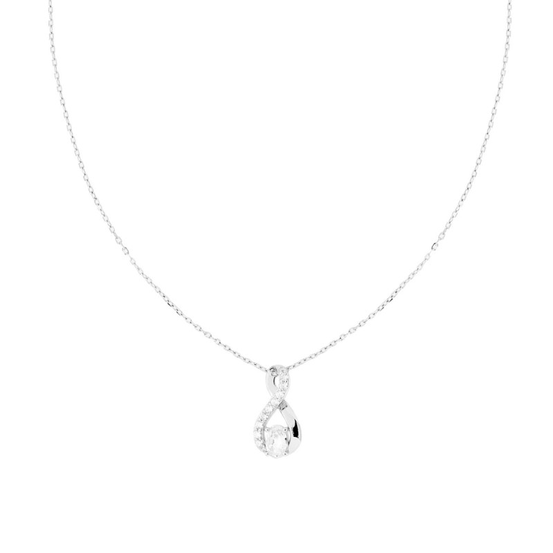 COLLANA CATENA FORZATINA DIAMANTATA CON INFINITO E CUBIC ZIRCONIA BIANCHI IN ARGENTO 925 GALVANICA RODIO