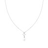 COLLANA CATENA FORZATINA DIAMANTATA CON PUNTO LUCE PRINCESS CUBIC ZIRCONIA BIANCO E PERLA OVALE PENDENTE IN ARGENTO 925 GALVANIC