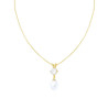 COLLANA CATENA FORZATINA DIAMANTATA CON PUNTO LUCE CUBIC ZIRCONIA BIANCO E PERLA PENDENTE IN ARGENTO 925 GALVANICA ORO