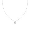 COLLANA CATENA FORZATINA DIAMANTATA CON PUNTO LUCE QUADRIFOGLIO CUBIC ZIRCONIA BIANCO IN ARGENTO 925 GALVANICA RODIO