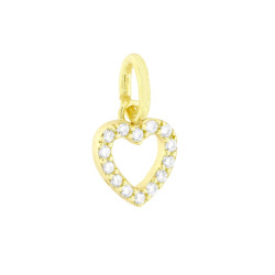 CIONDOLO MINI CUORE CON CUBIC ZIRCONIA BIANCHI IN ARGENTO 925 GALVANICA ORO