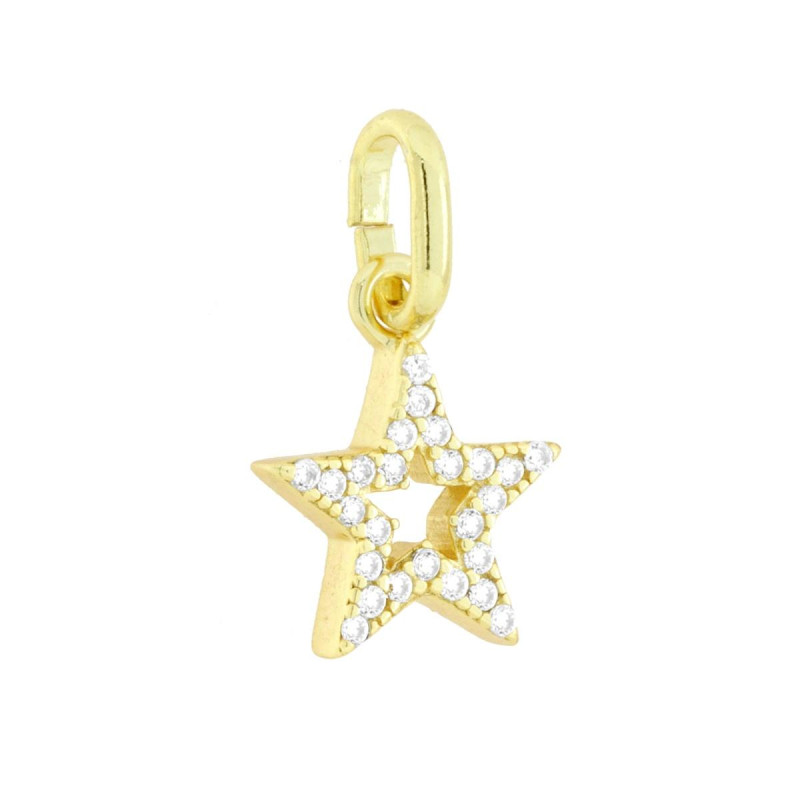 CIONDOLO STELLA CON CUBIC ZIRCONIA BIANCHI IN ARGENTO 925 GALVANICA ORO
