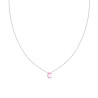 COLLANA CATENA FORZATINA DIAMANTATA CON PUNTO LUCE OVALE CRYSTAL ROSA IN ARGENTO 925 GALVANICA RODIO