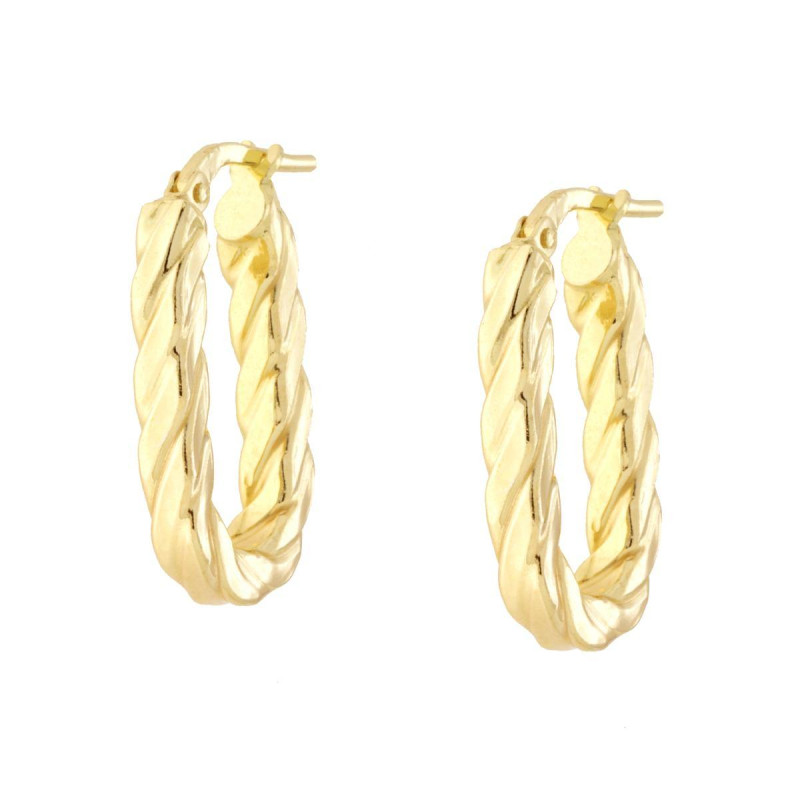 ORECCHINI CERCHIO OVALE TORCHON IN ARGENTO 925 GALVANICA ORO