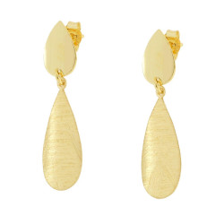 ORECCHINI GOCCIA PENDENTI SPAZZOLATI IN ARGENTO 925 GALVANICA ORO