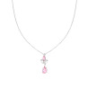 COLLANA CATENA FORZATINA DIAMANTATA CON PUNTO LUCE PENDENTE MARQUISE E GOCCIA CUBIC ZIRCONIA BIANCO E ROSA IN ARGENTO 925 GALVAN