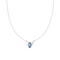 COLLANA CATENA FORZATINA DIAMANTATA CON PUNTI LUCE MARQUISE CUBIC ZIRCONIA BLU ZAFFIRO E BIANCO IN ARGENTO 925 GALVANICA RODIO