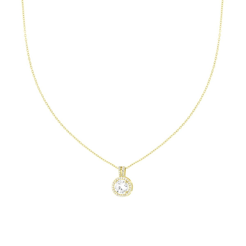 COLLANA CATENA FORZATINA DIAMANTATA CON PUNTO LUCE CONTORNATO DA CRYSTAL BIANCHI IN ACCIAIO COLORE ORO