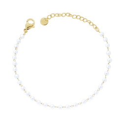 BRACCIALE CATENA DI PERLE MM 3 IN ACCIAIO COLORE ORO