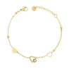 BRACCIALE CATENA FORZATINA DIAMANTATA CON CUORI E CRYSTAL BIANCO IN ACCIAIO COLORE ORO