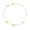 BRACCIALE CATENA FORZATINA DIAMANTATA CON DELFINO E CRYSTAL BIANCO IN ACCIAIO COLORE ORO