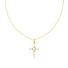COLLANA CATENA FORZATINA DIAMANTATA CON CROCE E CRYSTAL BIANCHI OVALI IN ACCIAIO COLORE ORO