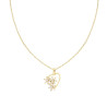 COLLANA CATENA FORZATINA DIAMANTATA CON CUORE E FIORI CON CRYSTAL BIANCHI IN ACCIAIO COLORE ORO