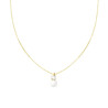 COLLANA CATENA FORZATINA DIAMANTATA CON PERLA E PUNTO LUCE CRYSTAL BIANCO IN ACCIAIO COLORE ORO