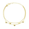 BRACCIALE DUE FILI CATENA GRUMETTA CON CUORI BOMBATI IN ACCIAIO COLORE ORO