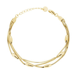 BRACCIALE TRE FILI CATENA VENEZIANA DIAMANTATA E OVALI IN ACCIAIO COLORE ORO