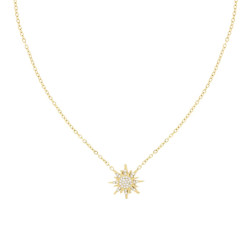 COLLANA CATENA FORZATINA DIAMANTATA CON SOLE E CRYSTAL BIANCHI IN ACCIAIO COLORE ORO
