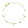BRACCIALE CATENA FORZATINA DIAMANTATA CON CUORI E CRYSTAL BIANCHI IN ACCIAIO COLORE ORO