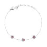 BRACCIALE CATENA FORZATINA DIAMANTATA CON FIORI E CRYSTAL ROSA IN ACCIAIO