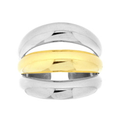 ANELLO TRIPLA FASCIA CON DETTAGLIO COLORE ORO IN ACCIAIO