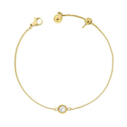 BRACCIALE CATENA VENEZIANA DIAMANTATA CON PUNTO LUCE CRYSTAL BIANCO IN ACCIAIO COLORE ORO