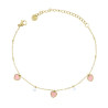 BRACCIALE CATENA FORZATINA DIAMANTATA CON CUORI SMALTO ROSA E PERLE IN ACCIAIO COLORE ORO
