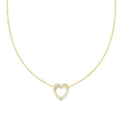 COLLANA CATENA FORZATINA DIAMANTATA CON CUORI INCROCIATI E CRYSTAL BIANCHI IN ACCIAIO E OTTONE COLORE ORO