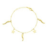 BRACCIALE CATENA FORZATINA CON STELLE PLAIN E CORNI PORTAFORTUNA IN ACCIAIO
