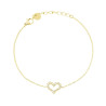 BRACCIALE CATENA FORZATINA CON CUORE E CRYSTAL BIANCHI IN ACCIAIO COLORE ORO