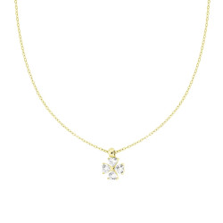 COLLANA CATENA FORZATINA DIAMANTATA CON PUNTO LUCE QUADRIFOGLIO CUORI CRYSTAL BIANCHI IN ACCIAIO COLORE ORO