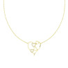 COLLANA CATENA FORZATINA DIAMANTATA CON CUORI E CRYSTAL BIANCHI IN ACCIAIO E OTTONE COLORE ORO