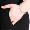 BRACCIALE CATENA CON CILINDRI MARTELLATI E CUORI FIORI E ALBERO DELLA VITA CON CRYSTAL BIANCHI IN ACCIAIO