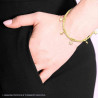 BRACCIALE CATENA PALLINE CILINDRETTI DIAMANTATI CON STELLE PLAIN E CON CRYSTAL BIANCHI PENDENTI IN ACCIAIO COLORE ORO
