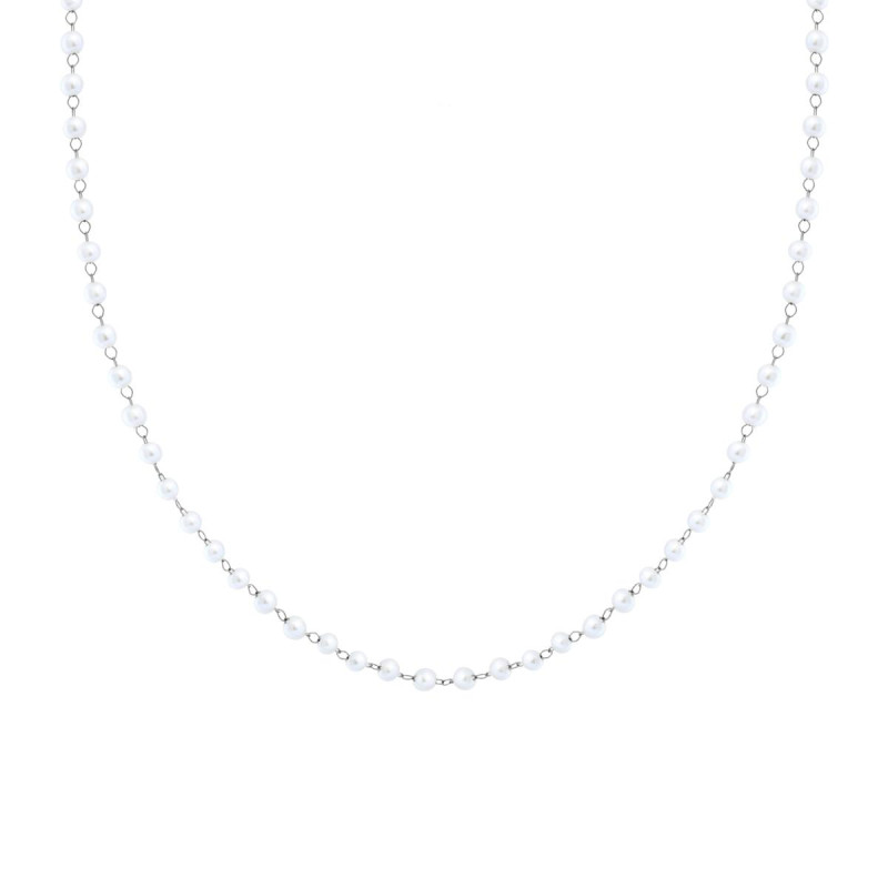 COLLANA CATENA DI PERLE IN ACCIAIO