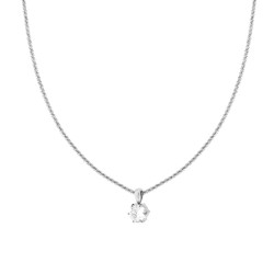 COLLANA CATENA DISCO DIAMANTATA CON PUNTO LUCE CRYSTAL BIANCO MM 8 IN ACCIAIO