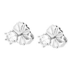 ORECCHINI PUNTO LUCE CRYSTAL BIANCO MM 5 IN ACCIAIO