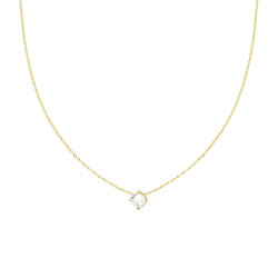 COLLANA CATENA FORZATINA DIAMANTATA CON PUNTO LUCE CRYSTAL BIANCO MM 6 IN ACCIAIO COLORE ORO
