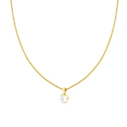 COLLANA CATENA DISCO DIAMANTATA CON PUNTO LUCE CRYSTAL BIANCO MM 8 IN ACCIAIO COLORE ORO
