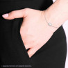 BRACCIALE CATENA FORZATINA DIAMANTATA CON RETTANGOLO BAGUETTE E CRYSTAL BIANCHI IN ACCIAIO