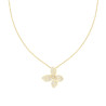 COLLANA CATENA FORZATINA DIAMANTATA CON FIORE E CRYSTAL BIANCHI IN ACCIAIO COLORE ORO