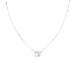 COLLANA CATENA VENEZIANA DIAMANTATA CON PUNTO LUCE QUADRATO CARRE BIANCO CONTORNATO DA CUBIC ZIRCONIA BIANCHI IN ARGENTO 925 GAL