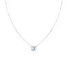 COLLANA CATENA VENEZIANA DIAMANTATA CON QUADRATO CARRE ACQUAMARINA CONTORNATO DA CUBIC ZIRCONIA BIANCHI IN ARGENTO 925 GALVANICA